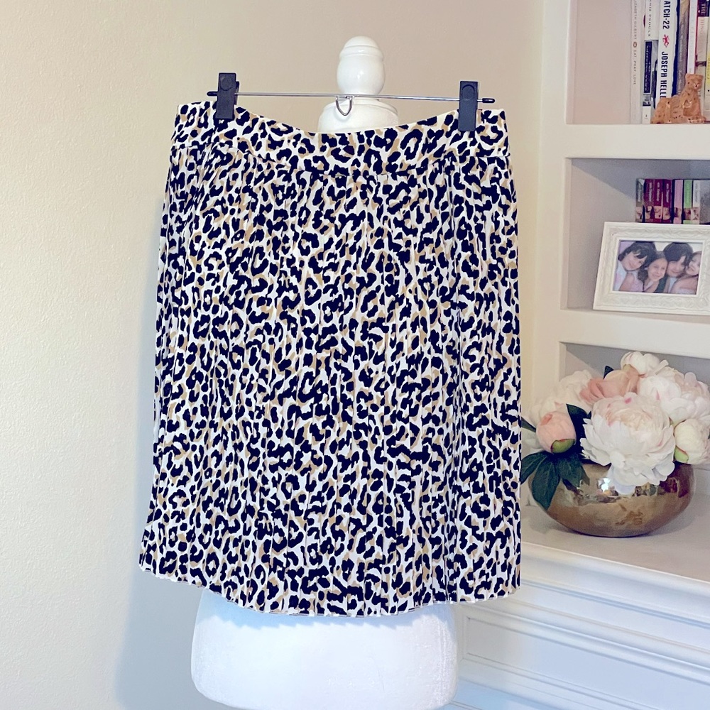 Jcrew Pleated Leopard Skirt